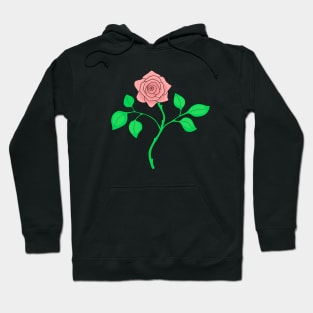 A Single Rose with Stem and Leaves Hoodie